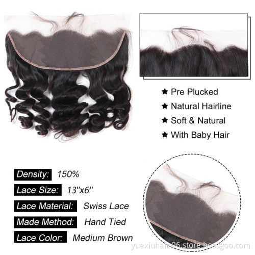 100% Human Hair Frontal with Baby Hair Mink Funmi Curly 13x6 Frontal in China Hair Vendors